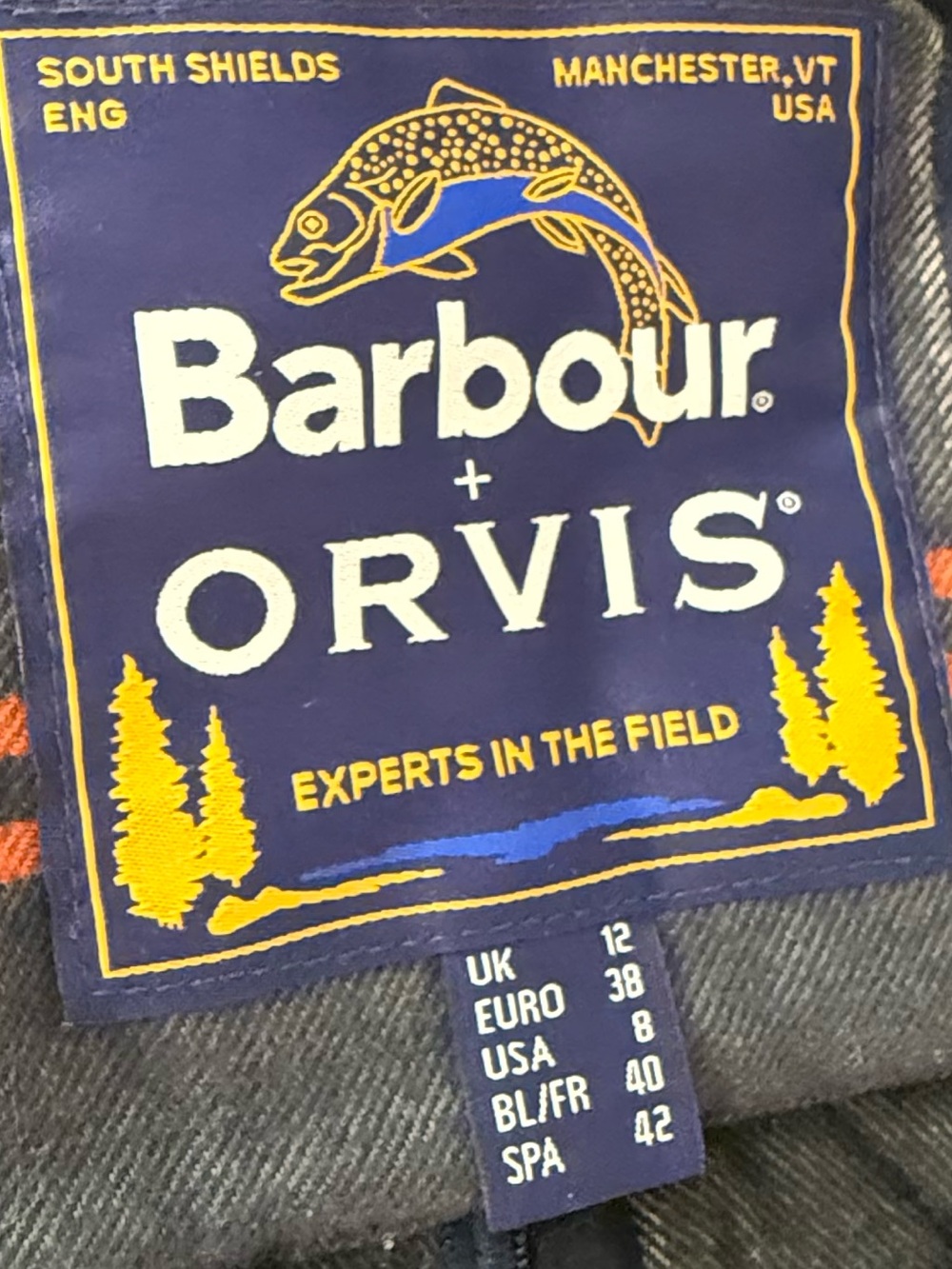 This Barbour × Orvis Hubbard quilted jacket navy w/classic plaid NWOT SZ 8 - Picture 8 of 10